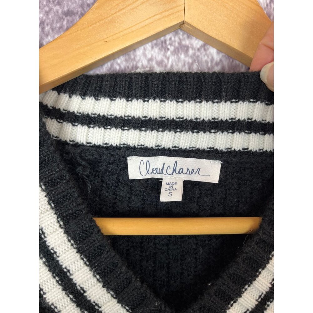 Cloud Chaser Sweater Vest Women's Small Black White Grandpacore Preppy Knit - Picture 3 of 8